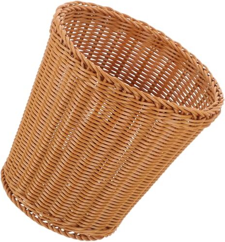 Amosfun Cestini Per Rifiuti In Rattan Pattumiera Rotonda Intrecciata Contenitori Per Rifiuti In Vimini Cestino Cestini Per Fiori Rustici Cesto Per Biancheria Per La Casa Bagno Cucina