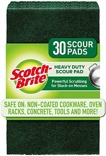 Scotch-Brite Scour Pad Pagliette Resistenti per Cucina e Piatto, Ghisa, Verde, 30 Pads, unità