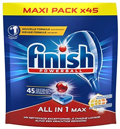 Finish Powerball Tutto in 1 Max Detersivo per lavastoviglie e macchie, Confezione da 3 x 45 pastiglie