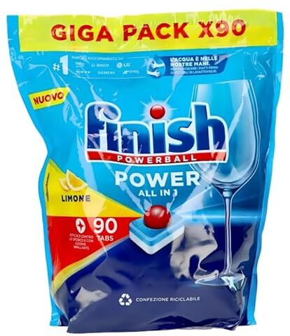 Finish Powerball Power All in 1 al Limone, 1 confezione da 90 tabs