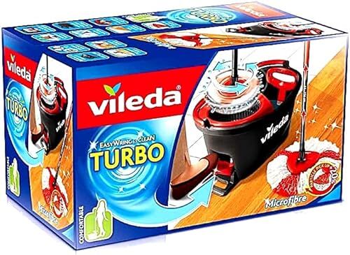 Vileda Turbo EasyWring & Clean Set completo di mocio con secchio e centrifuga + 6 testine di ricambio Turbo