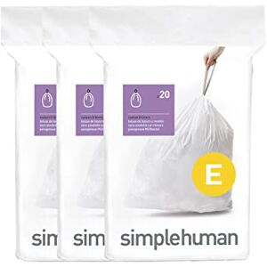 Sacchetti per rifiuti bianchi simplehuman CW0255 - Plastica resistente con doppie cuciture - 60 pezzi Sacchetti per rifiuti bianchi simplehuman CW0255 - Plastica resistente con doppie cuciture - 60 pezzi