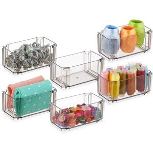 Relaxdays Organizer Portaoggetti da Cassetto, Set da 6 Scatole per Scrivania o in Bagno, Plastica Trasparente, Marrone, 5,5 x 12 x 7 cm Relaxdays Organizer Portaoggetti da Cassetto, Set da 6 Scatole per Scrivania o in Bagno, Plastica Trasparente, Marrone, 5,5 x 12 x 7 cm