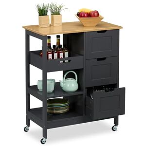 Relaxdays Carrello da Cucina con Ruote, Isola 3 Ripiani e Cassetti, Carrellino Portaoggetti HLP: 85x68,5x38,5 cm, Grigio Relaxdays Carrello da Cucina con Ruote, Isola 3 Ripiani e Cassetti, Carrellino Portaoggetti HLP: 85x68,5x38,5 cm, Grigio