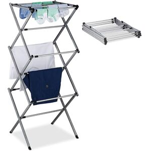Relaxdays Stendibiancheria Verticale, Stendino Pieghevole a Torre, 11 Aste, 6 Livelli, 105x73x37 cm, Metallo, Argentato Relaxdays Stendibiancheria Verticale, Stendino Pieghevole a Torre, 11 Aste, 6 Livelli, 105x73x37 cm, Metallo, Argentato