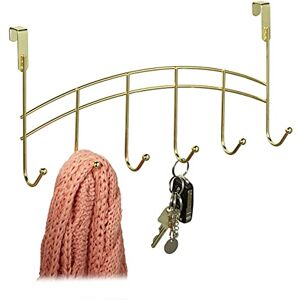 Relaxdays Appendiabiti da Porta, 6 Ganci, da Appendere, Attaccapanni per Corridoio, Camera, Bagno, 20x40x9 cm, Dorato Relaxdays Appendiabiti da Porta, 6 Ganci, da Appendere, Attaccapanni per Corridoio, Camera, Bagno, 20x40x9 cm, Dorato