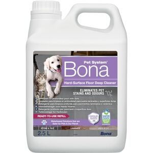 Bona Pet System Detergente intensivo per pavimenti duri di ricarica da 2,5 l, rimuovi macchie e odori per animali domestici, rimuove gli odori di urina e la rimozione degli odori Adatto per cani e Bona Pet System Detergente intensivo per pavimenti duri di ricarica da 2,5 l, rimuovi macchie e odori per animali domestici, rimuove gli odori di urina e la rimozione degli odori Adatto per cani e