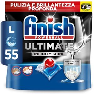 Finish Ultimate Infinity Shine Pastiglie Lavastoviglie Regular, 55 Capsule, Detergenti per Lavastoviglie contro lo Sporco e i Residui Incrostati Finish Ultimate Infinity Shine Pastiglie Lavastoviglie Regular, 55 Capsule, Detergenti per Lavastoviglie contro lo Sporco e i Residui Incrostati