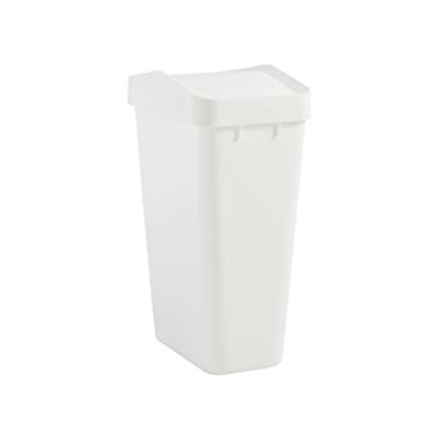 Rubbermaid Contenitore per rifiuti con coperchio basculante, per casa e cucina, facile accesso e moderno cestino sottile con coperchio, capacità 30 litri, bianco Rubbermaid Contenitore per rifiuti con coperchio basculante, per casa e cucina, facile accesso e moderno cestino sottile con coperchio, capacità 30 litri, bianco