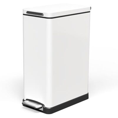 Zone Pattumiera da cucina sottile da 12 galloni, acciaio inossidabile, pedale, 45 litri, bianco Zone Pattumiera da cucina sottile da 12 galloni, acciaio inossidabile, pedale, 45 litri, bianco