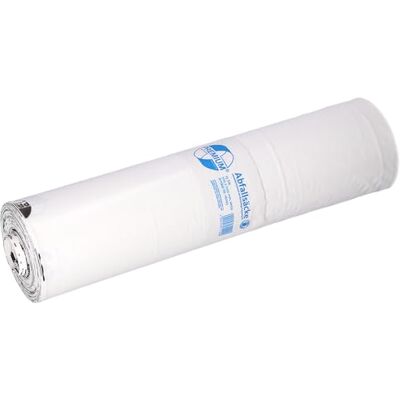 Deiss PREMIUM In LDPE riciclato da 120 l, bianco, 25 pezzi/rotolo Deiss PREMIUM In LDPE riciclato da 120 l, bianco, 25 pezzi/rotolo