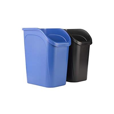Rubbermaid Cestino per rifiuti da 9,4 G, confezione da 2, blu e nero, per rifiuti e riciclaggio a doppio flusso, resina Rubbermaid Cestino per rifiuti da 9,4 G, confezione da 2, blu e nero, per rifiuti e riciclaggio a doppio flusso, resina