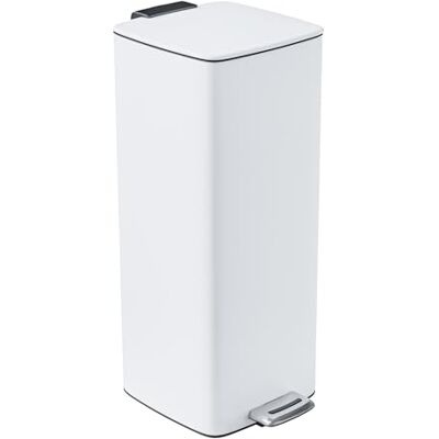 Amig Pattumiera con pedale 30 litri Colore bianco Apertura igienica senza mani 27 x 36 x 65 cm Acciaio inox laccato Cestino da cucina con coperchio ermetico Amig Pattumiera con pedale 30 litri Colore bianco Apertura igienica senza mani 27 x 36 x 65 cm Acciaio inox laccato Cestino da cucina con coperchio ermetico