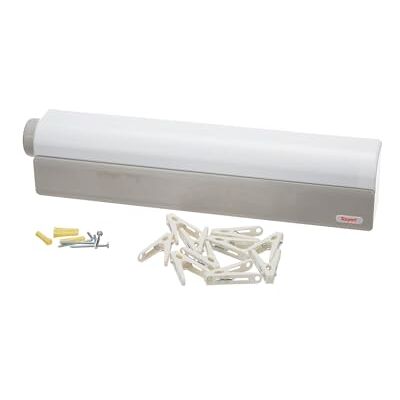 Avilia Steino Retrattile per Biancheria con 10 Mollette Incluse Ideale per Interni ed Esterni, in ABS e Poliestere, Bianco e Grigio, 44x10x6cm con 6 Corde da 3.7m Avilia Steino Retrattile per Biancheria con 10 Mollette Incluse Ideale per Interni ed Esterni, in ABS e Poliestere, Bianco e Grigio, 44x10x6cm con 6 Corde da 3.7m