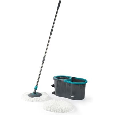 Beldray Anti-Bac Spin & Wring Mop Set – Secchio da 4L con manico per il trasporto, 2 testine mop in microfibra antibatterica, strizzatura a pedale senza uso delle mani, testa rotante a 360° Beldray Anti-Bac Spin & Wring Mop Set – Secchio da 4L con manico per il trasporto, 2 testine mop in microfibra antibatterica, strizzatura a pedale senza uso delle mani, testa rotante a 360°