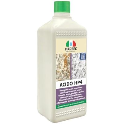 Marbec Acido HP4 1LT Detergente acido tamponato per pulizia disincrostante di porfido, granito e pietre ferrose. Marbec Acido HP4 1LT Detergente acido tamponato per pulizia disincrostante di porfido, granito e pietre ferrose.
