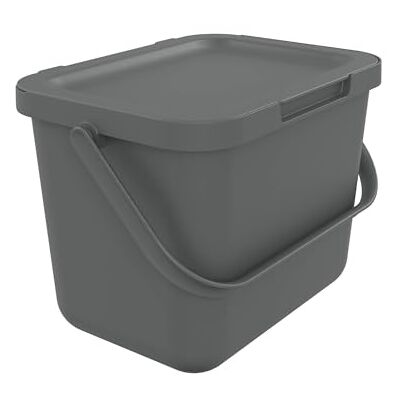 Sundis Loops, pattumiera per la raccolta differenziata 6L, rettangolare, in plastica riciclata grigia, con coperchio e manico, ideale per rifiuti organici, per cucina, mensa, ristorante, sala pausa Sundis Loops, pattumiera per la raccolta differenziata 6L, rettangolare, in plastica riciclata grigia, con coperchio e manico, ideale per rifiuti organici, per cucina, mensa, ristorante, sala pausa