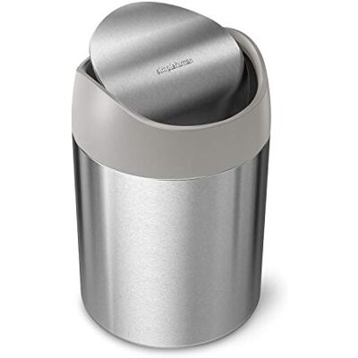 simplehuman , Mini Cestino, Acciaio Inox Spazzolato con la Parte Grigio, 1,5 L simplehuman , Mini Cestino, Acciaio Inox Spazzolato con la Parte Grigio, 1,5 L