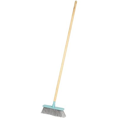Salter Wooden Broom, spazzola per interni a lunga mano, testa morbida, sottile per piccoli spazi/corners, bambù FSC, plastica riciclata, Cool Hues Collection, blu/grigio Salter Wooden Broom, spazzola per interni a lunga mano, testa morbida, sottile per piccoli spazi/corners, bambù FSC, plastica riciclata, Cool Hues Collection, blu/grigio