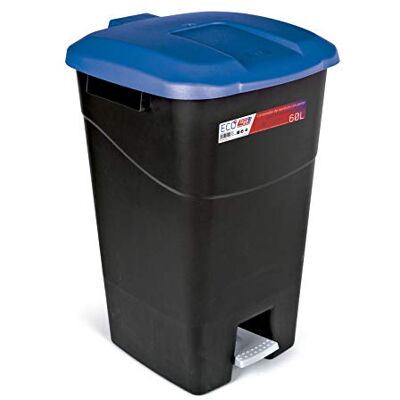 Tayg Contenitore per rifiuti, 60 litri, con pedale, base nera e coperchio blu Tayg Contenitore per rifiuti, 60 litri, con pedale, base nera e coperchio blu