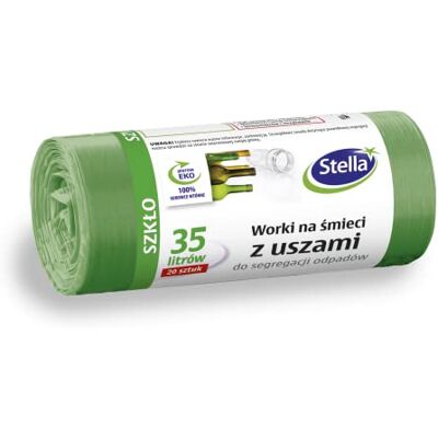 Stella pack Stella Sacchetti per la spazzatura con manici per la separazione dei rifiuti in vetro LDPE, 35 l, 20 pezzi, colore: Verde Stella pack Stella Sacchetti per la spazzatura con manici per la separazione dei rifiuti in vetro LDPE, 35 l, 20 pezzi, colore: Verde