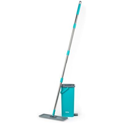 Beldray AntiBac Mop Piatto & Secchio 5 Litri, Funzione di Strizzatura Integrata, Poggiapiedi Integrato, Testa Girevole a 180°, Inclusi 2 Tamponi Extra per Mop, Testa Sottile Beldray AntiBac Mop Piatto & Secchio 5 Litri, Funzione di Strizzatura Integrata, Poggiapiedi Integrato, Testa Girevole a 180°, Inclusi 2 Tamponi Extra per Mop, Testa Sottile