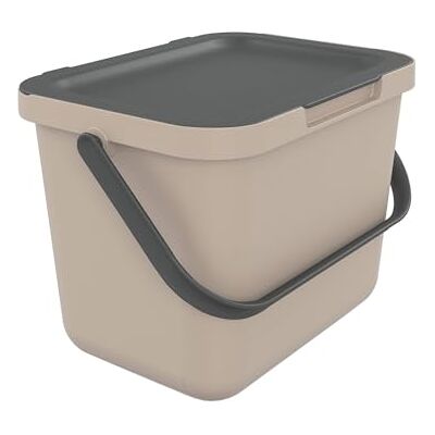 Sundis Loops, pattumiera per la raccolta differenziata 6L, rettangolare, in plastica riciclata tortora, con coperchio e manico, ideale per rifiuti organici, per cucina, mensa, ristorante, sala pausa Sundis Loops, pattumiera per la raccolta differenziata 6L, rettangolare, in plastica riciclata tortora, con coperchio e manico, ideale per rifiuti organici, per cucina, mensa, ristorante, sala pausa