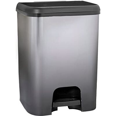 KITCHEN MOVE Pattumiera da cucina a pedale 28L SEATTLE in plastica effetto metallo, colore: Nero KITCHEN MOVE Pattumiera da cucina a pedale 28L SEATTLE in plastica effetto metallo, colore: Nero