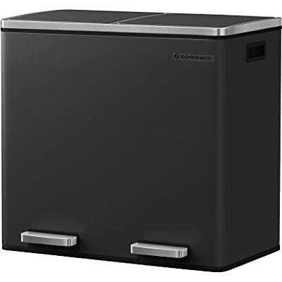 SONGMICS Pattumiera a Doppio Secchio, 2 x 24L, Cestino della Spazzatura con 2 Scomparti, a Pedale, Chiusura Morbida, 2 Secchi Interni e Manici di Plastica, Nero SONGMICS Pattumiera a Doppio Secchio, 2 x 24L, Cestino della Spazzatura con 2 Scomparti, a Pedale, Chiusura Morbida, 2 Secchi Interni e Manici di Plastica, Nero