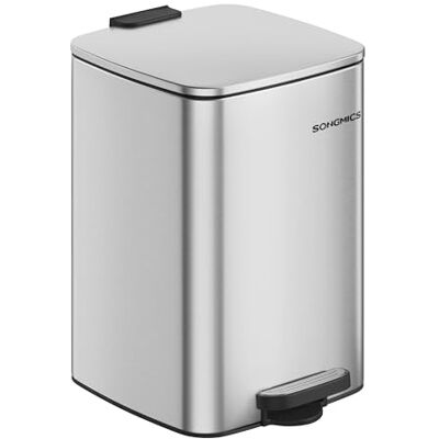 SONGMICS Pattumiera da Cucina, Cestino da 20 L, Cestino a Pedale in Acciaio, con Secchio Interno, Chiusura Morbida e Resta Aperto, Argento Metallizzato SONGMICS Pattumiera da Cucina, Cestino da 20 L, Cestino a Pedale in Acciaio, con Secchio Interno, Chiusura Morbida e Resta Aperto, Argento Metallizzato