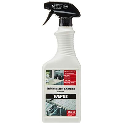 Wepos Detergente per Acciaio Inox e Cromo 750 ml Per una pulizia brillante Wepos Detergente per Acciaio Inox e Cromo 750 ml Per una pulizia brillante