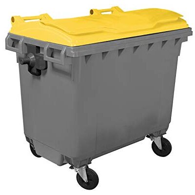 Mobil Plastic Cassonetto 4 ruote porta rifiuti immondizia lt. 1100 Fondo GRIGIO e coperchio GIALLO Mobil Plastic Cassonetto 4 ruote porta rifiuti immondizia lt. 1100 Fondo GRIGIO e coperchio GIALLO