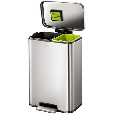 EKO Pattumiera Differenziata 2 Scomparti 25L + 20L Madison Doppio Bidone con Pedale Resistente Chiusura Silenziosa Supporto Sacchetto EKO Pattumiera Differenziata 2 Scomparti 25L + 20L Madison Doppio Bidone con Pedale Resistente Chiusura Silenziosa Supporto Sacchetto