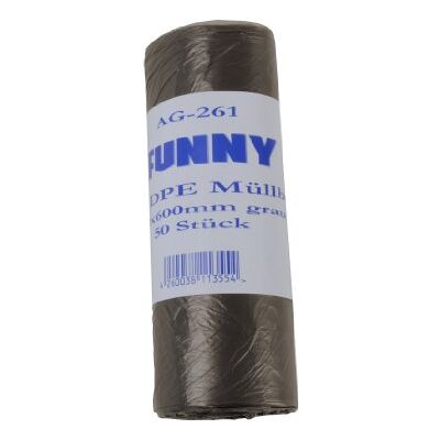 Funny Sacchi della spazzatura in HDPE (polietilene ad alta densità), 500 x 600 mm, circa 30 l, 20 x 50 pezzi, colore: grigio. Funny Sacchi della spazzatura in HDPE (polietilene ad alta densità), 500 x 600 mm, circa 30 l, 20 x 50 pezzi, colore: grigio.