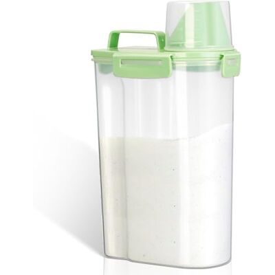 VINATO Contenitore Ermetico 2.5L per Detersivo in Polvere e Croccantini, Box con Beccuccio e Scala di Misura, Materiale PP per Lavanderia e Casa, Verde VINATO Contenitore Ermetico 2.5L per Detersivo in Polvere e Croccantini, Box con Beccuccio e Scala di Misura, Materiale PP per Lavanderia e Casa, Verde