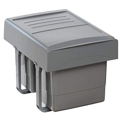 Quellmalz MEGA Pattumiera da incasso, 2 x 15 l, con chiusura ammortizzata, colore: Grigio Quellmalz MEGA Pattumiera da incasso, 2 x 15 l, con chiusura ammortizzata, colore: Grigio
