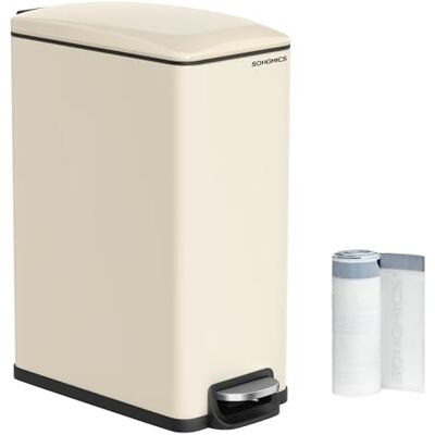 SONGMICS Pattumiera da Cucina 48 L, Sottile Cestino a Pedale per Spazio Ristretto, con Coperchio a Chiusura Morbida e Secchio Interno, Acciaio Inox, 15 Sacchetti Inclusi, Beige Sabbia SONGMICS Pattumiera da Cucina 48 L, Sottile Cestino a Pedale per Spazio Ristretto, con Coperchio a Chiusura Morbida e Secchio Interno, Acciaio Inox, 15 Sacchetti Inclusi, Beige Sabbia