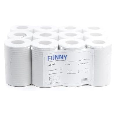 Funny Divertente rotolo di carta asciugamano estrazione centrale, 20 cm, velo, bianco, 12 rotoli Funny Divertente rotolo di carta asciugamano estrazione centrale, 20 cm, velo, bianco, 12 rotoli