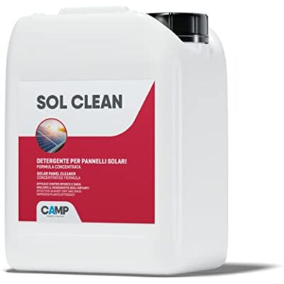 CAMP Sol Clean Concentrato Detergente per Pannelli Solari, Pulizia Pannelli Fotovoltaici ad Asciugatura Rapida Rimuove Sporco, Polveri, Smog e Calcare e Migliora il Rendimento Energetico, 5 l CAMP Sol Clean Concentrato Detergente per Pannelli Solari, Pulizia Pannelli Fotovoltaici ad Asciugatura Rapida Rimuove Sporco, Polveri, Smog e Calcare e Migliora il Rendimento Energetico, 5 l