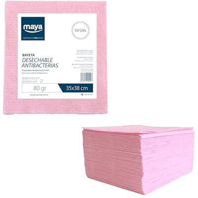 Maya 07131 Salviette antibatteriche usa e getta, 80 g/m2, 50 unità Maya 07131 Salviette antibatteriche usa e getta, 80 g/m2, 50 unità