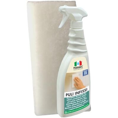 Marbec PULI INFISSI 750ML+TAMPONE BIANCO Detergente sgrassante per pulizie ordinarie e strardinarie di infissi e serramenti Per infissi in legno, alluminio, metallo e PVC Marbec PULI INFISSI 750ML+TAMPONE BIANCO Detergente sgrassante per pulizie ordinarie e strardinarie di infissi e serramenti Per infissi in legno, alluminio, metallo e PVC