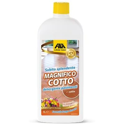 FILA Surface Care Solutions , MAGNIFICO COTTO, Detergente Specifico per la Pulizia Cotto Interno ed Esterno, Detersivo Cotto Profumato con Essenza Floreale, Adatto ai Pavimenti più Delicati, 1L FILA Surface Care Solutions , MAGNIFICO COTTO, Detergente Specifico per la Pulizia Cotto Interno ed Esterno, Detersivo Cotto Profumato con Essenza Floreale, Adatto ai Pavimenti più Delicati, 1L