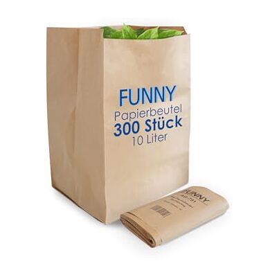 Funny Semy Sacchetti di Carta Biologica, Capacita 10 L, Marrone, 300 Pezzi Funny Semy Sacchetti di Carta Biologica, Capacita 10 L, Marrone, 300 Pezzi