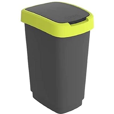 Rotho Twist Pattumiera con coperchio, 25 l, in plastica, giallo/nero Rotho Twist Pattumiera con coperchio, 25 l, in plastica, giallo/nero