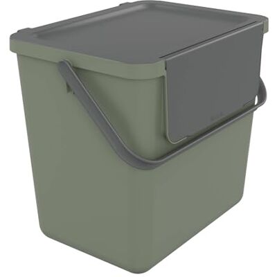 Sundis Loops, pattumiera per la raccolta differenziata 25L, impilabile, rettangolare, in plastica riciclata verde, con coperchio, maniglia e manico, per cucina, mensa, ristorante, sala pausa Sundis Loops, pattumiera per la raccolta differenziata 25L, impilabile, rettangolare, in plastica riciclata verde, con coperchio, maniglia e manico, per cucina, mensa, ristorante, sala pausa