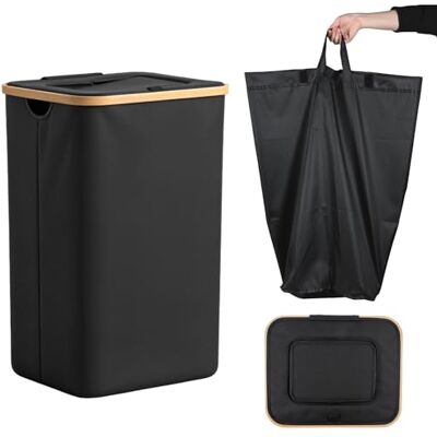 Carehabi Cesto Portabiancheria con Coperchio 100L Cesta Biancheria Pieghevole con Sacco Interno Rimovibile Cestino Bagno Portabiancheria Salvaspazio per Camera da Letto, Bagno, Lavanderia Nero Carehabi Cesto Portabiancheria con Coperchio 100L Cesta Biancheria Pieghevole con Sacco Interno Rimovibile Cestino Bagno Portabiancheria Salvaspazio per Camera da Letto, Bagno, Lavanderia Nero