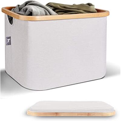 HENNEZ Grande Cesto Bucato, Biancheria Sporca, Giochi Bambini, Portaoggetti, Pieghevole Grigio Beige Salvaspazio, 40L HENNEZ Grande Cesto Bucato, Biancheria Sporca, Giochi Bambini, Portaoggetti, Pieghevole Grigio Beige Salvaspazio, 40L