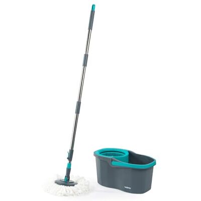 Beldray Anti-Bac 360° set mocio rotante con secchio a doppia strizzatura, 3,6 L, manico 125 cm, 2 teste in microfibra, sistema di pulizia antibatterico Beldray Anti-Bac 360° set mocio rotante con secchio a doppia strizzatura, 3,6 L, manico 125 cm, 2 teste in microfibra, sistema di pulizia antibatterico