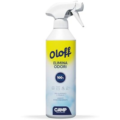 CAMP Oloff Elimina Odori Ambiente Oggetti e Superfici, Formula Spray ad Azione Immediata, Neutralizza gli Odori Senza Lasciare Residui Adatto su Tessuti e in Ambienti con Animali, Bio-Based, 500ml CAMP Oloff Elimina Odori Ambiente Oggetti e Superfici, Formula Spray ad Azione Immediata, Neutralizza gli Odori Senza Lasciare Residui Adatto su Tessuti e in Ambienti con Animali, Bio-Based, 500ml