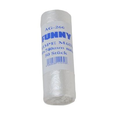 Funny , Sacchetti Della Spazzatura Hdpe Trasparenti, 630 X 740 mm, Circa 60 L, 40 Rotoli da 50 Pz Funny , Sacchetti Della Spazzatura Hdpe Trasparenti, 630 X 740 mm, Circa 60 L, 40 Rotoli da 50 Pz